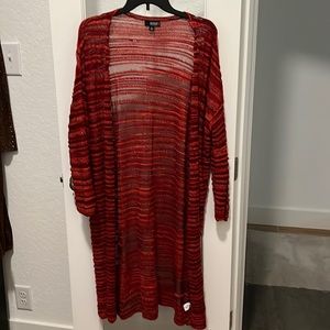 Cool red long cardigan! Red is THE color for fall!